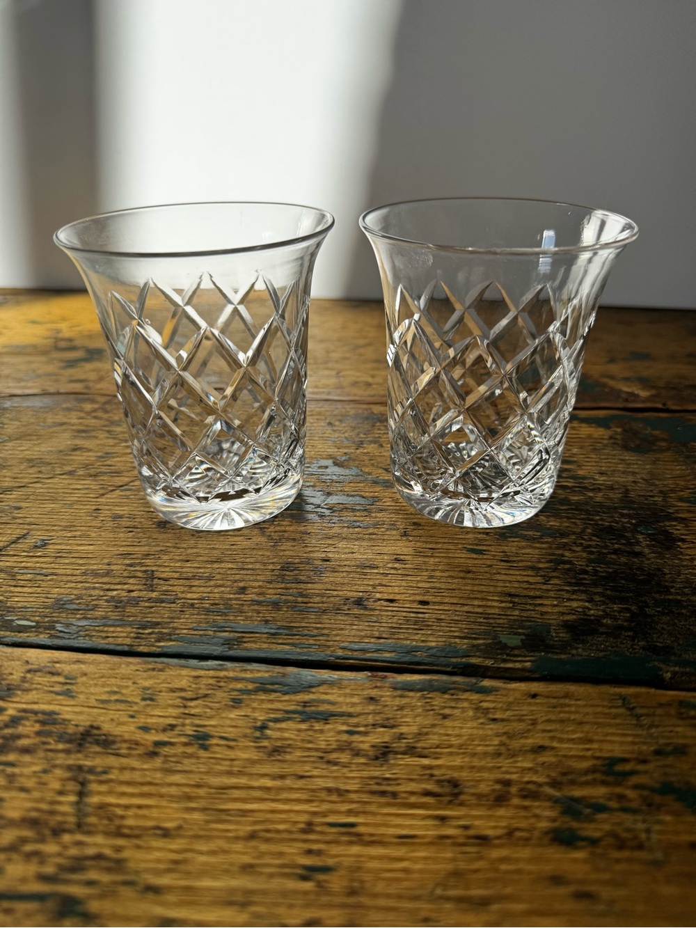 Cut Crystal Cut-Glass Tumbler Pair - Clear